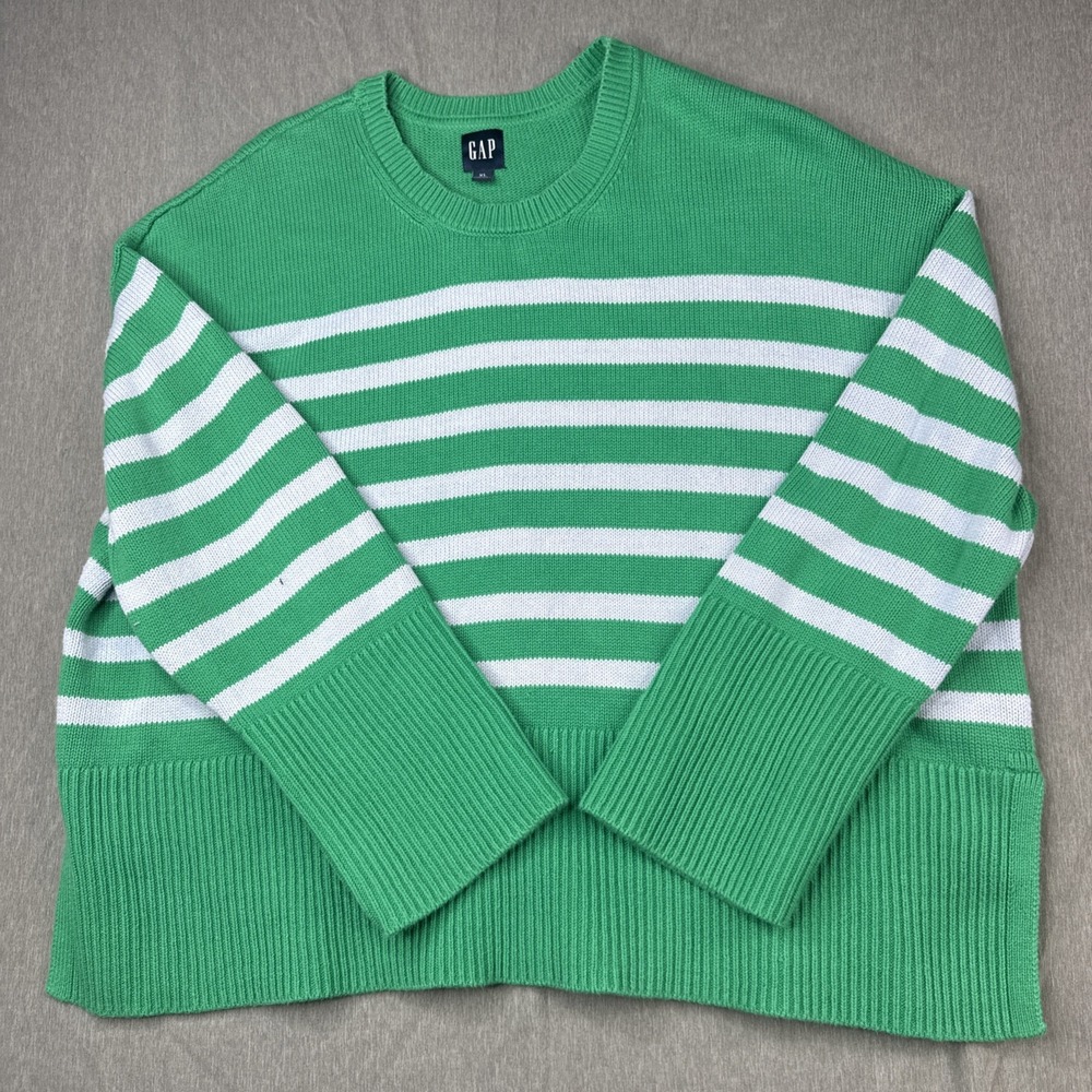 GAP Ladies Crewneck Sweater Green Blue XL Preppy CareerCore Academia Minimalist